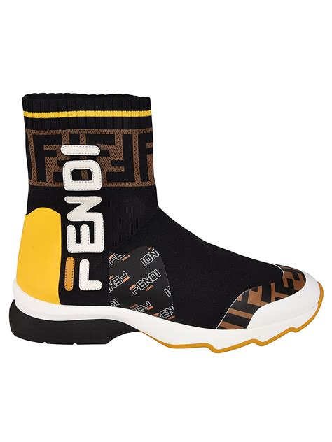 fendi men's logo sock sneakers|fendi suede sneakers.